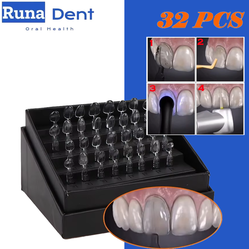 Teeth Whitening Moulds - 32個入り歯のホワイトニングモールド デンタルラボキット コンポジットレジンベニア用 ライトキュア充填 前歯用ツール