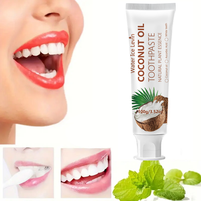 Teeth Whitening Mouthwash - ココナッツオイル歯磨き粉 100g 天然植物エキス配合 歯を白くする ディープクリーン フレッシュブレス