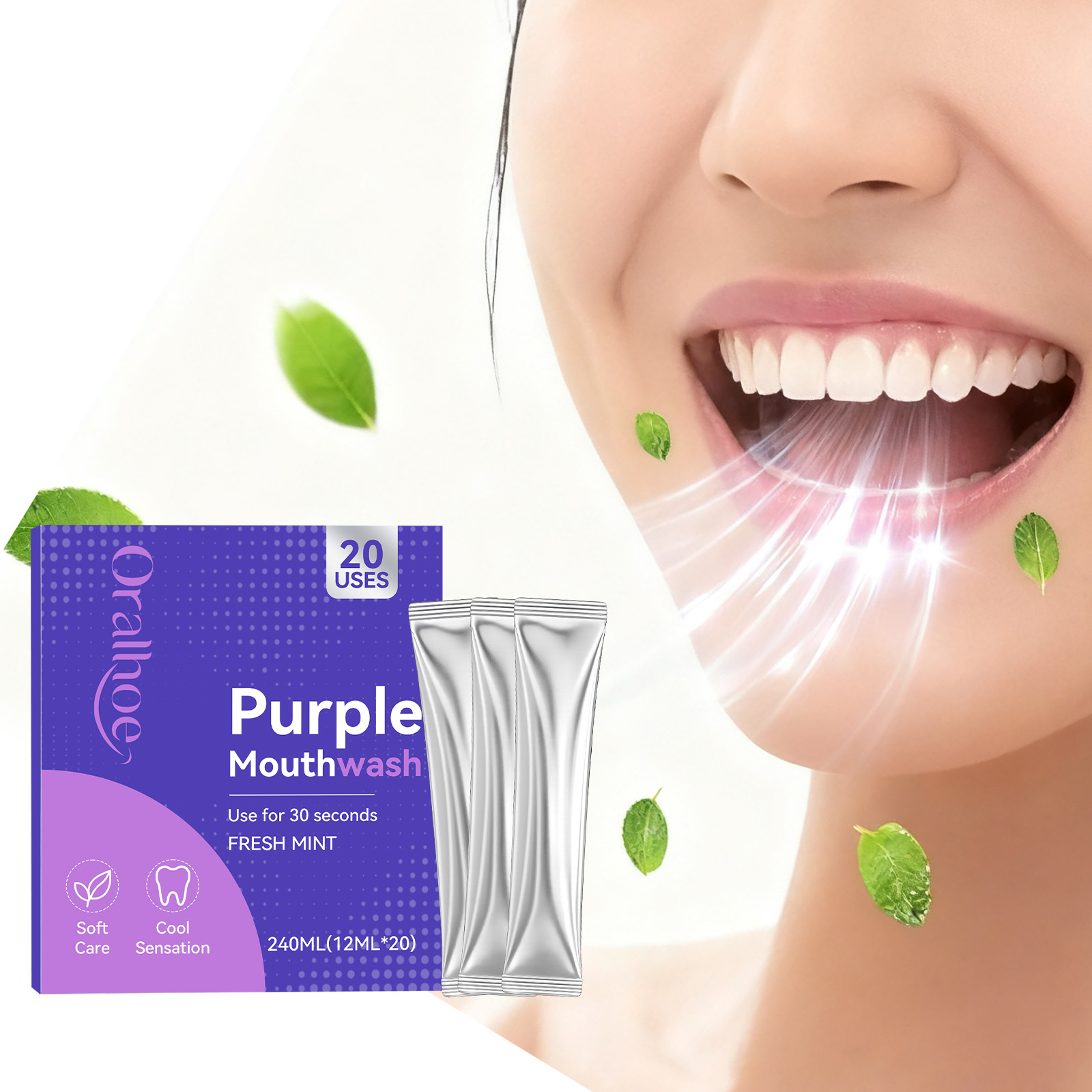 20個入り。紫色のマウスウォッシュで、歯を白くし、黄ばみを落 - Teeth Whitening Mouthwash のレビューと価格
