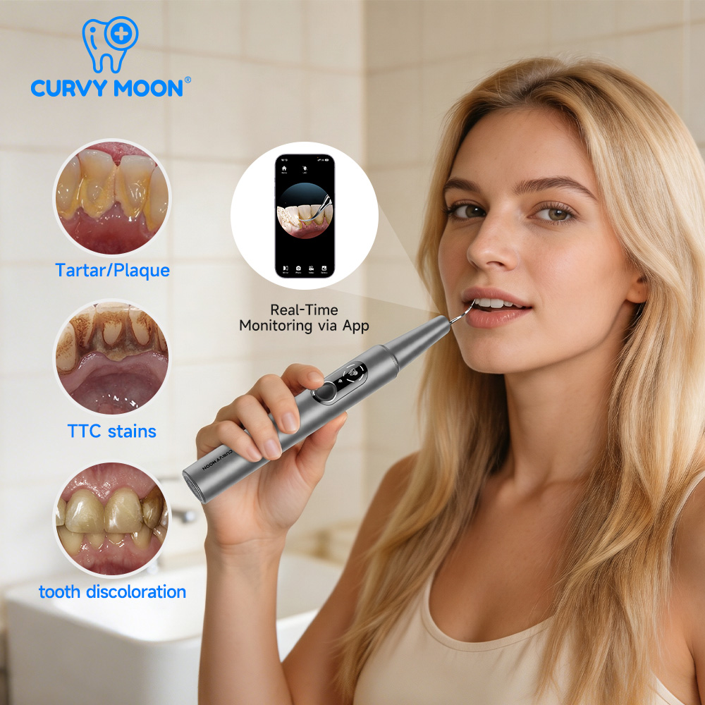 CURVY MOON 可視電気超音波歯クリーナー カメラ付き - Teeth Whitening Mouthwash のレビューと価格