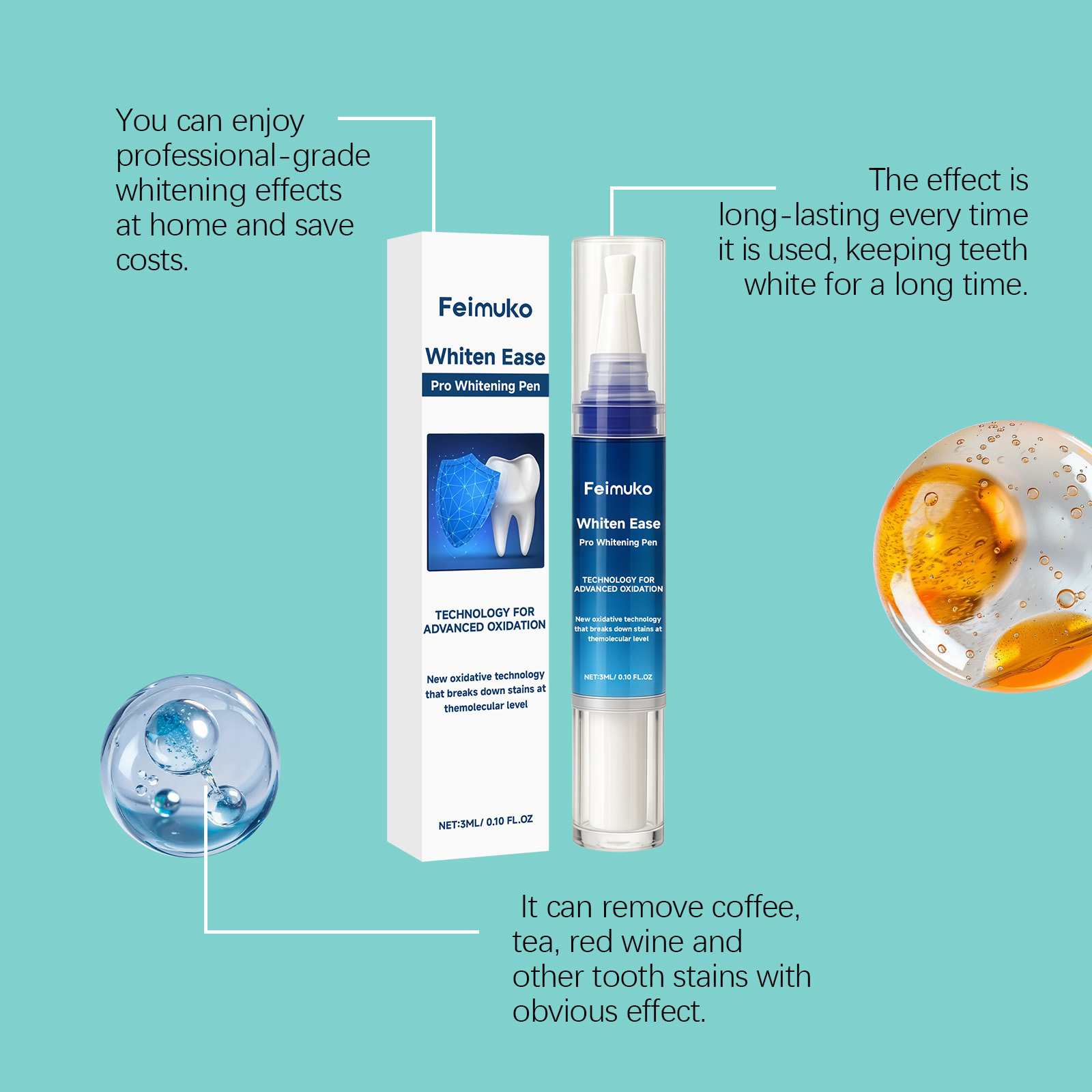 Feimuko 3mL プロホワイトニングペン歯を明るくする - Teeth Whitening Pens のレビューと価格