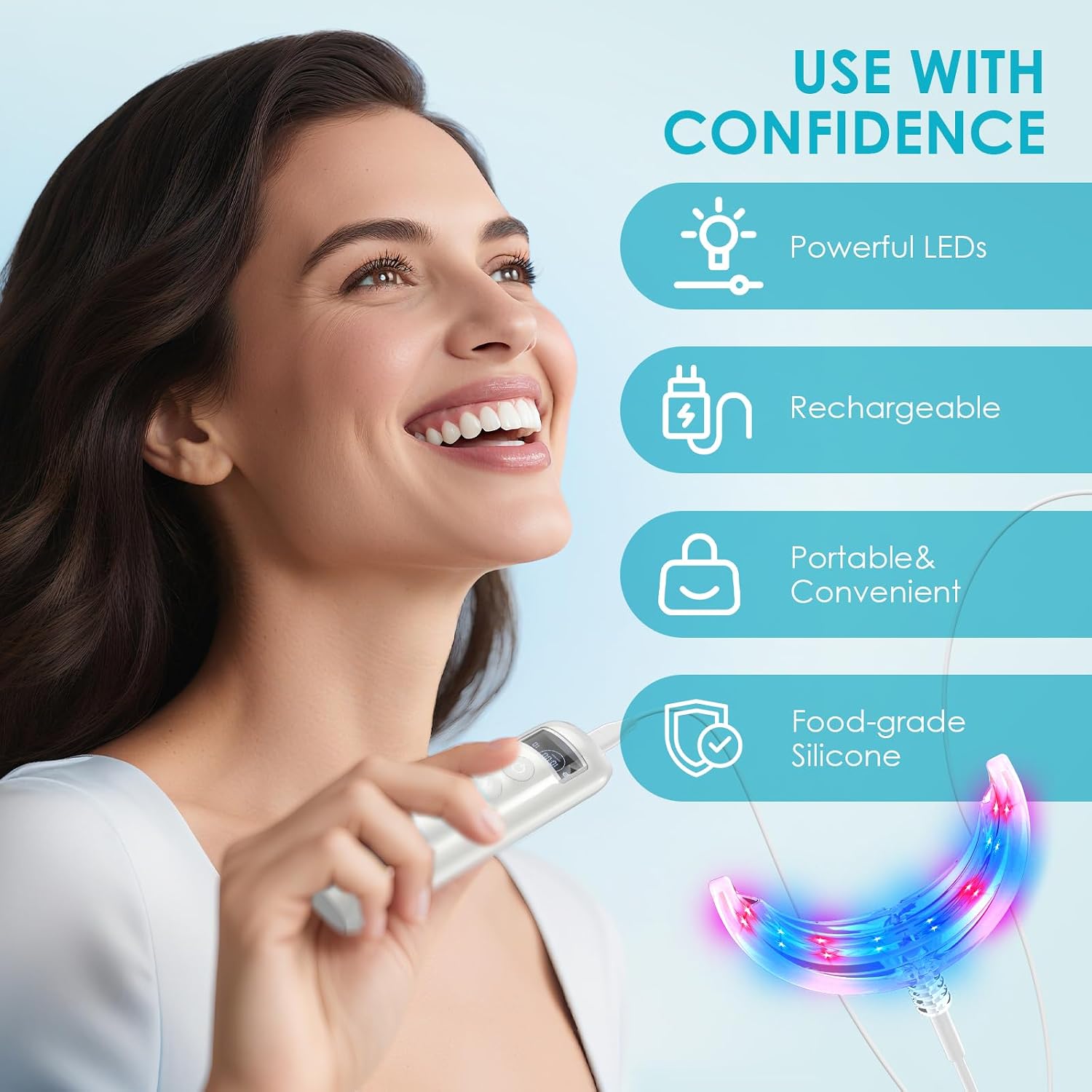 歯のホワイトニング促進器 16 LED赤青光増強ライトトレイ - Teeth Whitening Kit のレビューと価格