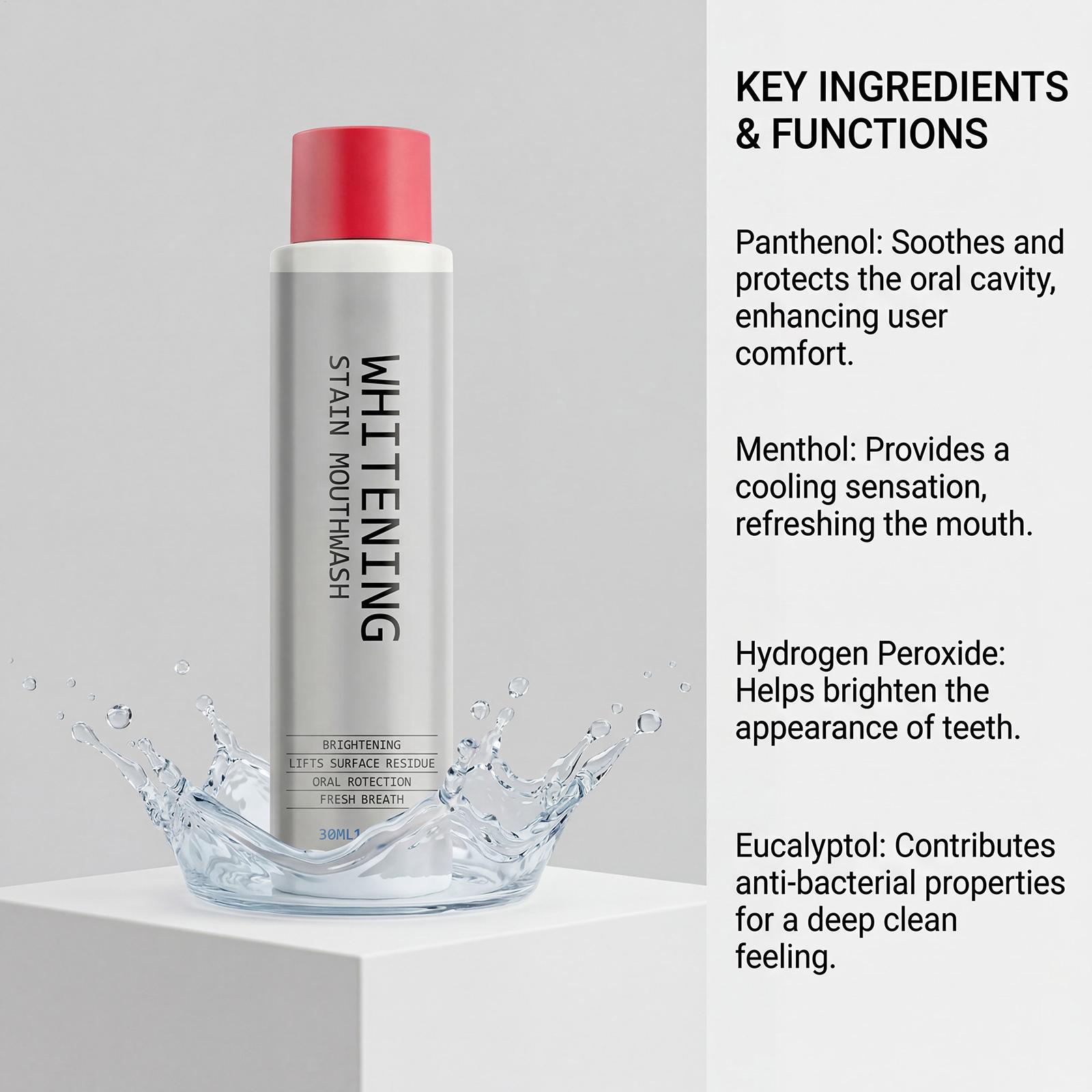30ml ステインホワイトニングマウスウォッシュ、臭いを除去 - Teeth Whitening Mouthwash のレビューと価格