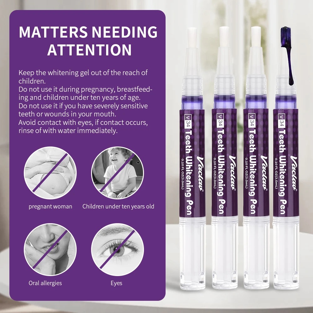 ヴァクラフV34 パープル歯のホワイトニングジェルペン。即効 - Teeth Whitening Pens のレビューと価格